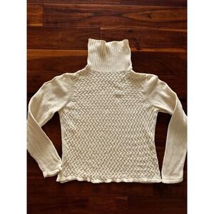 Crazy Horse Turtleneck Sweater Womens M Cream Excellent Vintage Cotton Knit Top
